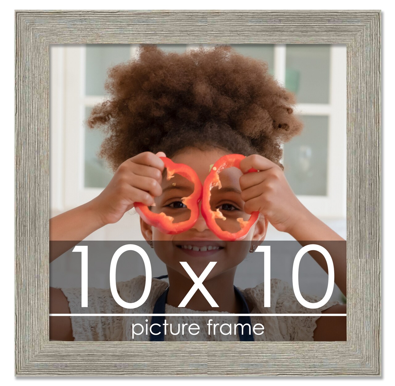 10x10 Wide Barnwood Picture Frame with UV-Resistant Acrylic & Acid Free Backing, Available in 6 Paint Finishes - Grey, Brown, White, and Black